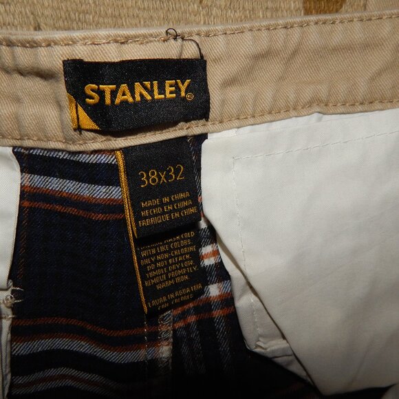 Stanley 38 x 32 (measure 31) Tan 100% Cotton Shell - Flannel Lined Cargo Pants - Picture 4 of 7